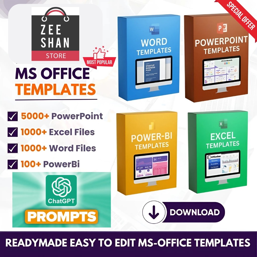 MS Office Templates Bundle+Chatgpt Prompts
